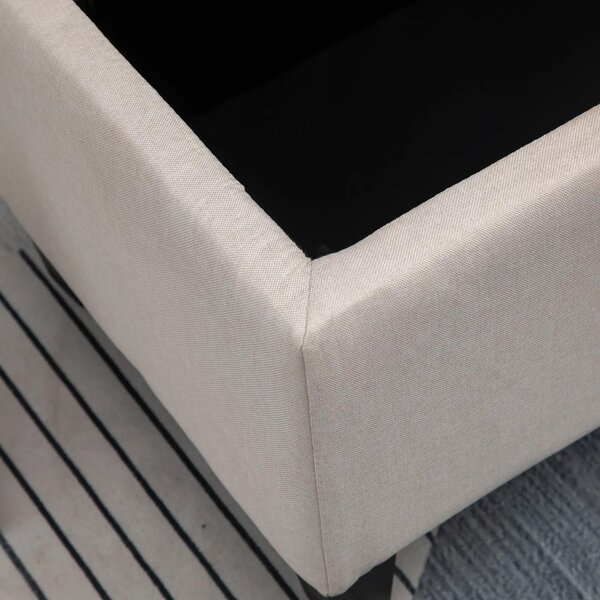 HOMCOM Tárolópad kárpitozott pad vászonhatásúval, 100 x 40 x 44 cm, krémfehér
