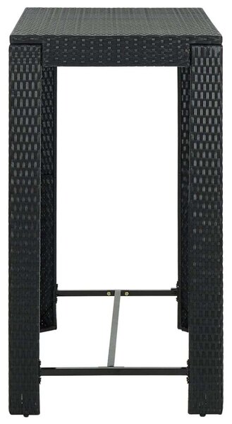 Fekete polyrattan kerti bárasztal 100 x 60,5 x 110,5 cm