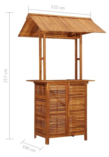 Tömör akácfa kültéri bárasztal tetővel 122 x 106 x 217 cm