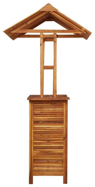 Tömör akácfa kültéri bárasztal tetővel 122 x 106 x 217 cm