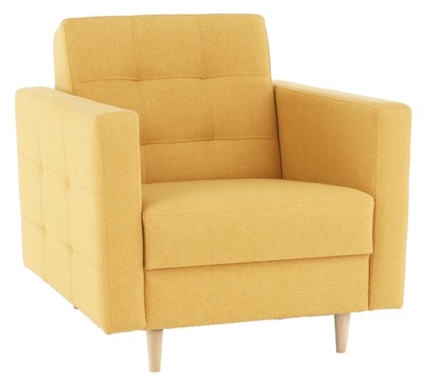 KONDELA Teljesen kárpitozott fotel, mustár színű anyag, AMEDIA