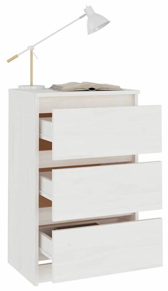 Fenyőfa Éjjeliszekrény - 2 db - Fehér - 40x29,5x64 cm