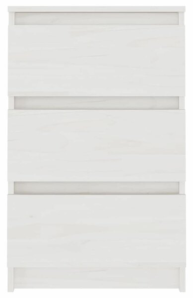 Fenyőfa Éjjeliszekrény - 2 db - Fehér - 40x29,5x64 cm