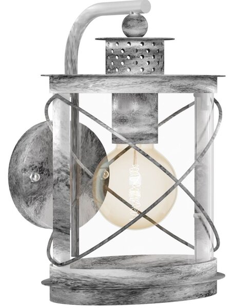 Eglo Hilburn 1 sarokra szerelhető kültéri fali lámpa, 20x28 cm, antik ezüst, 1xE27 foglalattal