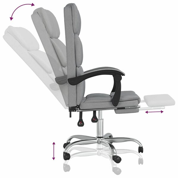 HomeOffice - Dönthető Irodaszék Lábtartóval - Világosszürke
