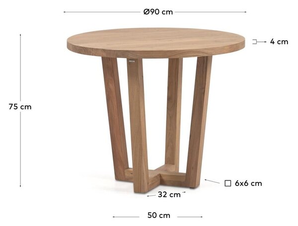 Natúr színű akácfa kerek étkezőasztal ø 90 cm Nahla – Kave Home