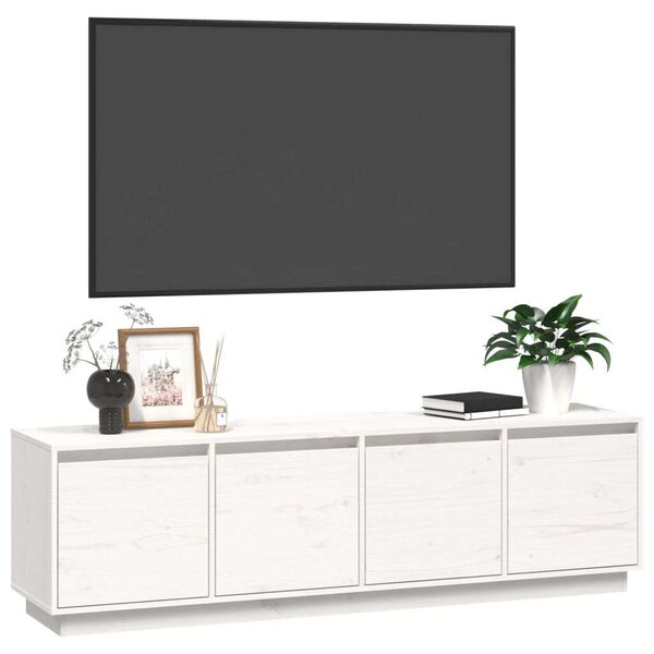 VIDAXL Fehér Tömör Fenyőfa TV-szekrény - 156x37x45 cm