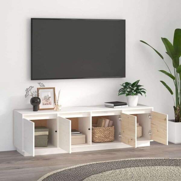 VIDAXL Fehér Tömör Fenyőfa TV-szekrény - 156x37x45 cm