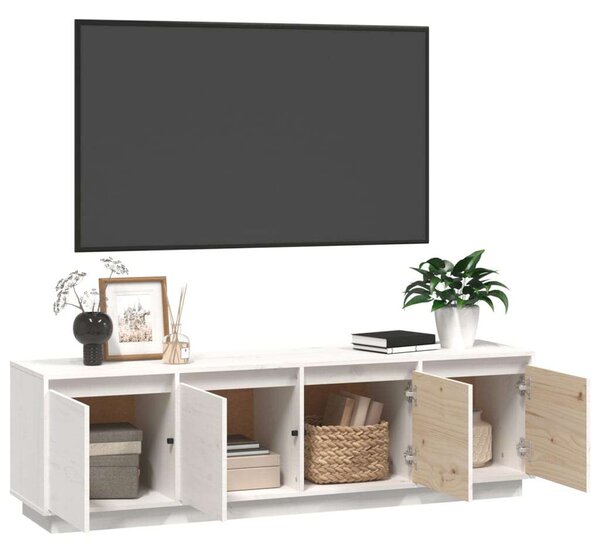 VIDAXL Fehér Tömör Fenyőfa TV-szekrény - 156x37x45 cm