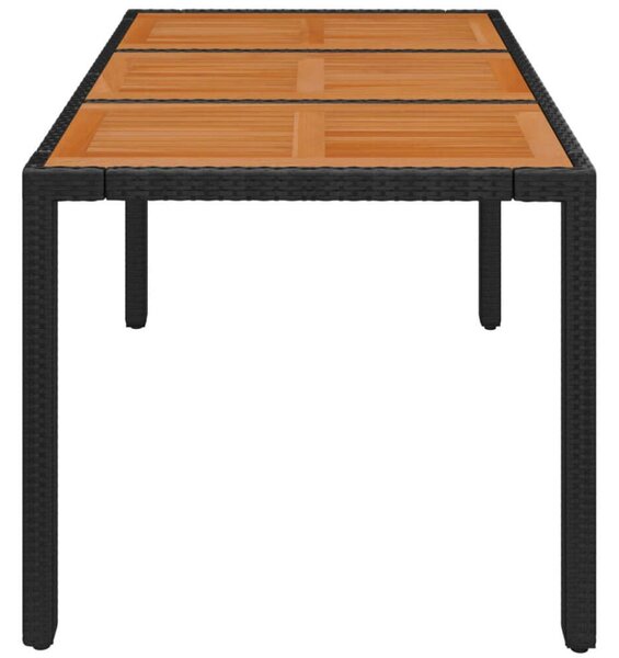 Fekete polyrattan falapos kerti asztal 150 x 90 x 75 cm