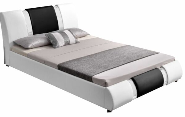 KONDELA Modern ágy, fehér/fekete, 160x200, LUXOR