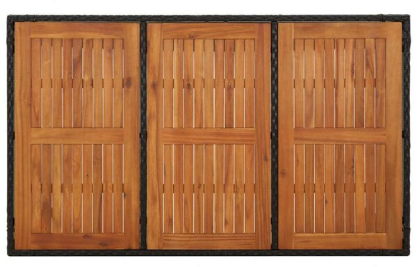 Fekete polyrattan falapos kerti asztal 150 x 90 x 75 cm