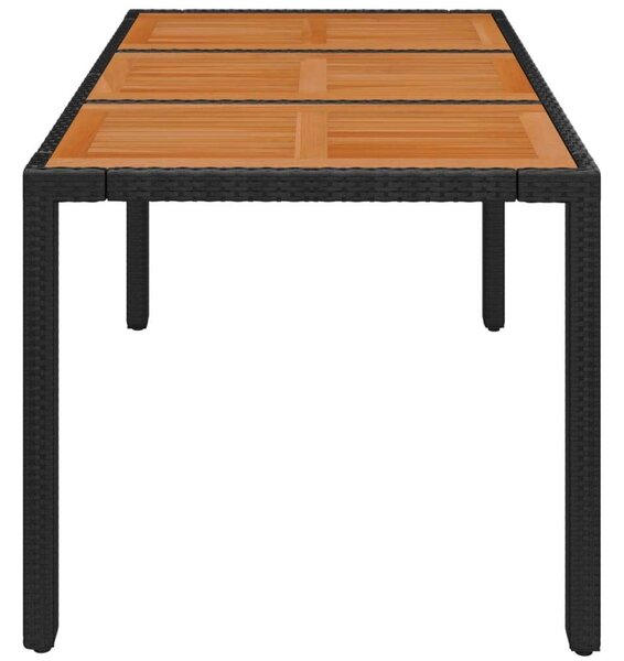 Fekete polyrattan falapos kerti asztal 150 x 90 x 75 cm