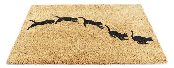 Kókuszrost lábtörlő 40x60 cm Jumping Cats – Artsy Doormats
