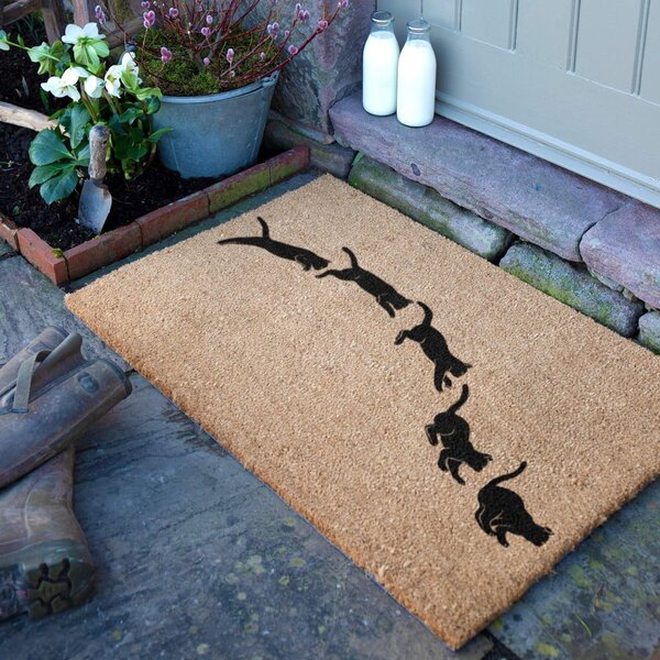 Kókuszrost lábtörlő 40x60 cm Jumping Cats – Artsy Doormats