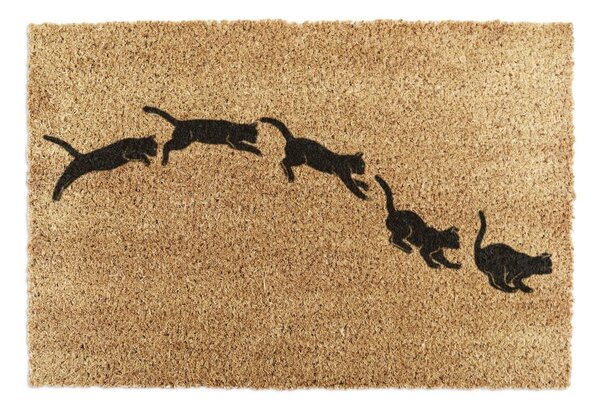 Kókuszrost lábtörlő 40x60 cm Jumping Cats – Artsy Doormats