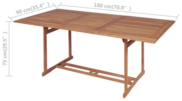 Teakfa Kerti Étkezőasztal - 180x90x75 cm