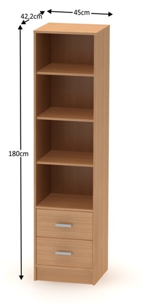KONDELA Könyvespolc fiókokkal, bükk, BETTY NEW 4 BE04-011-00