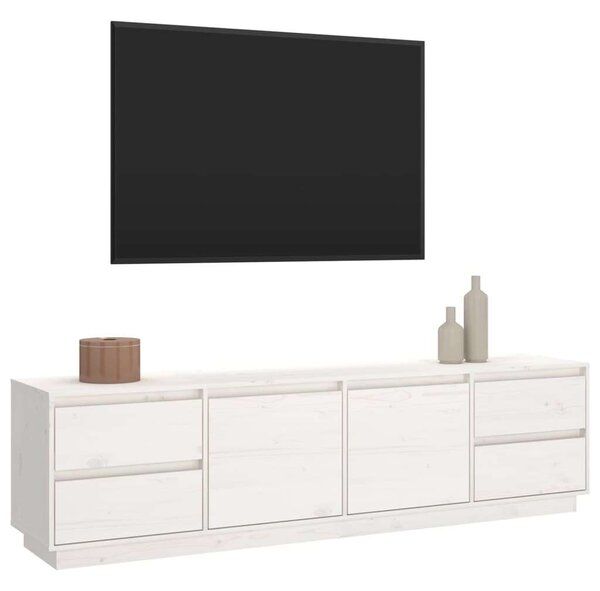 VIDAXL - Fehér Tömör Fenyőfa TV Szekrény - 176x37x47,5 cm