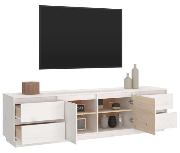 VIDAXL - Fehér Tömör Fenyőfa TV Szekrény - 176x37x47,5 cm