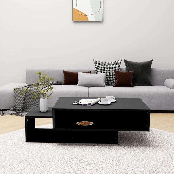 Modern Dohányzóasztal - Fekete - 3 Rekeszes - 105x55x32 cm