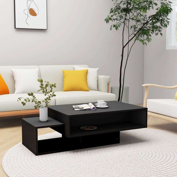 Modern Dohányzóasztal - Fekete - 3 Rekeszes - 105x55x32 cm