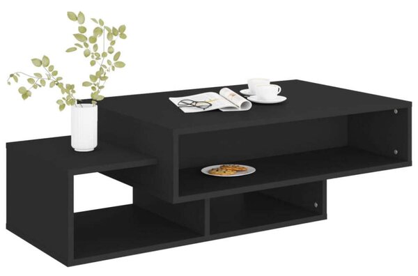Modern Dohányzóasztal - Fekete - 3 Rekeszes - 105x55x32 cm