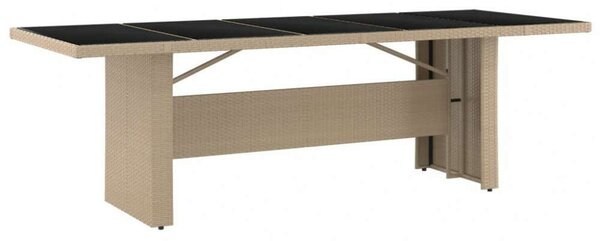 VidaXL Kerti Asztal - Polyrattan - Üveglap - 240x90 cm