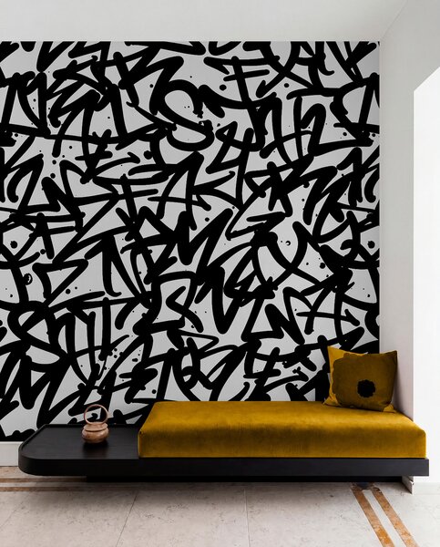 Fotótapéta Graffiti Emotions: Fekete, Fekete-fehér fotótapéta, u99087v3 : Uwalls.hu