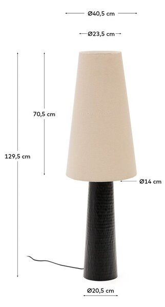Fekete-krémszínű állólámpa textil búrával (magasság 129 cm) Senni – Kave Home