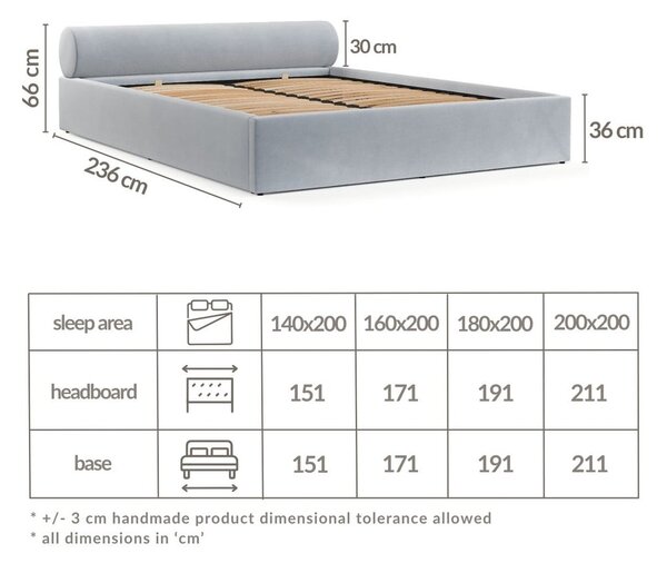 Világosbarna kárpitozott ágyneműtartós franciaágy ágyráccsal 180x200 cm Solvo – Maison de Rêve