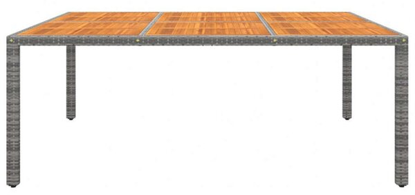 Akácfa-Polyrattan Kerti Asztal - Szürke - 200x150cm