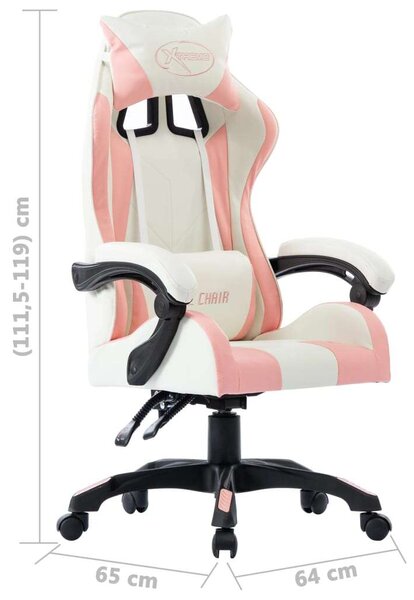 Gamer szék - Rózsaszín-Fehér Gamer szék - Ergonomikus