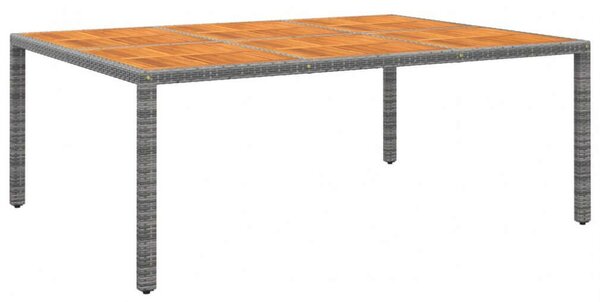 Akácfa-Polyrattan Kerti Asztal - Szürke - 200x150cm