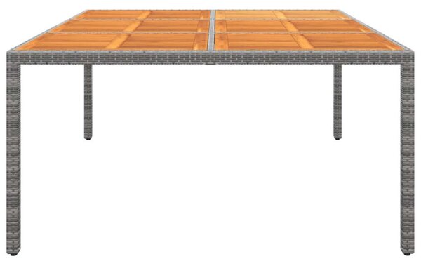Akácfa-Polyrattan Kerti Asztal - Szürke - 200x150cm