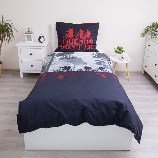Egyszemélyes pamut gyerek ágyneműhuzat 140x200 cm Stranger Things "Upside Down" – Jerry Fabrics