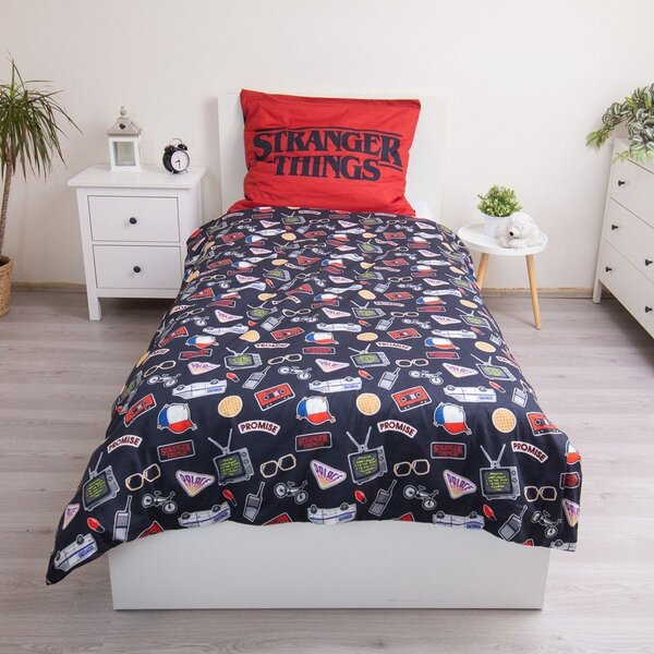 Egyszemélyes pamut gyerek ágyneműhuzat 140x200 cm Stranger Things "Upside Down" – Jerry Fabrics