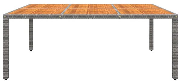Akácfa-Polyrattan Kerti Asztal - Szürke - 200x150cm