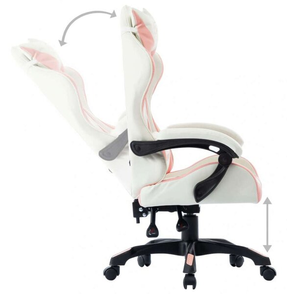 Gamer szék - Rózsaszín-Fehér Gamer szék - Ergonomikus