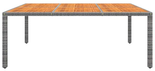 Akácfa-Polyrattan Kerti Asztal - Szürke - 200x150cm
