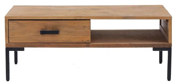 Tömör újrahasznosított fenyőfa dohányzóasztal 90 x 50 x 35 cm