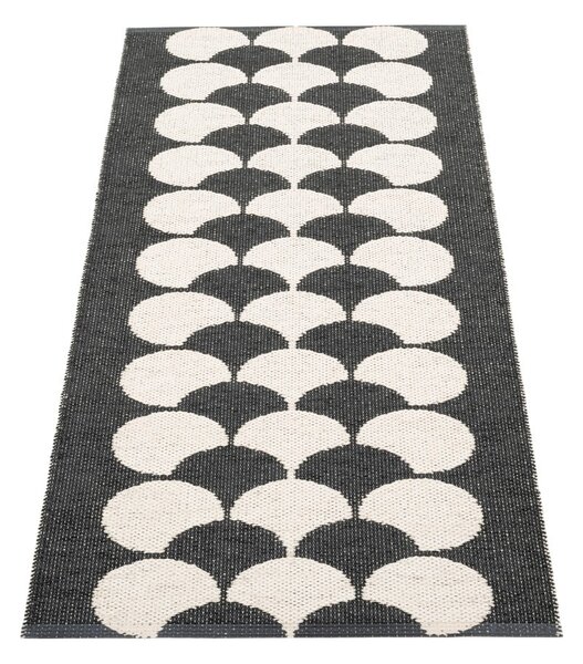 Fekete-krémszínű kültéri-beltéri futószőnyeg 70x150 cm Poppy Black Vanilla – Pappelina