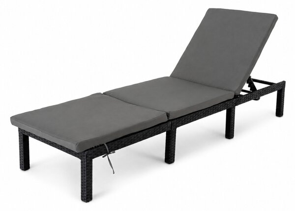 Furnigo Marbella kerti napozóágy fekete - antracit párna