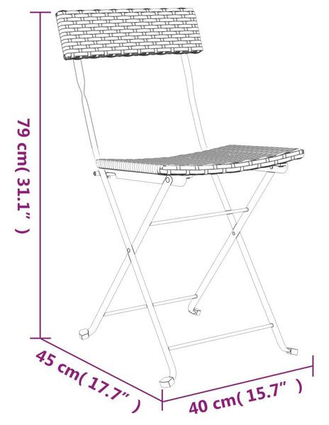 Polyrattan Bisztrószék - Szürke - 8 db - Összecsukható