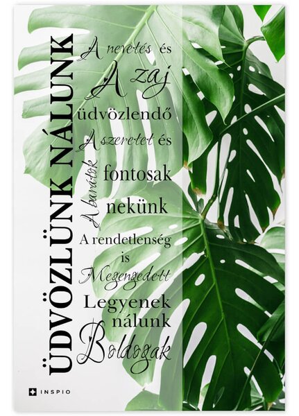 INSPIO-Dibond kép szöveggel fa képkeretben - Képek falra - Üdvözlünk