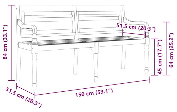 Batavia Teakfa Pad - Kertbútor - 150 cm