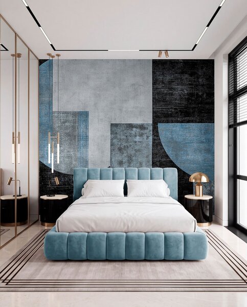 Fotótapéta Modern texturált absztrakció fekete és kék színben, Fotótapéta design, w07878v1 : Uwalls.hu