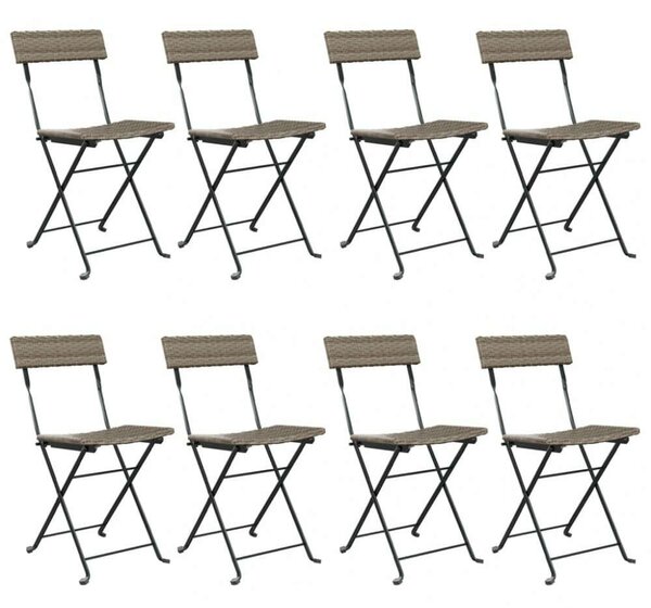 Polyrattan Bisztrószék - Szürke - 8 db - Összecsukható