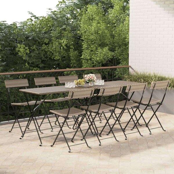 Polyrattan Bisztrószék - Szürke - 8 db - Összecsukható