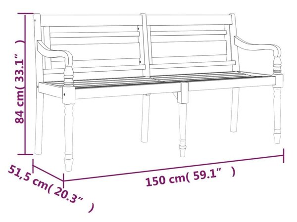 Batavia Teakfa Pad - Kertbútor - 150 cm
